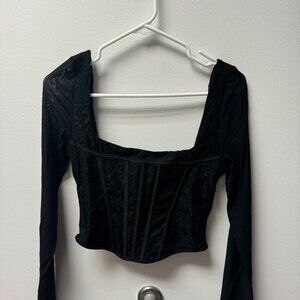White Fox long sleeve corset top